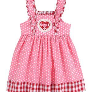Lil Cactus Baby Girl Red & Pink Heart Ruffle Dress NEW